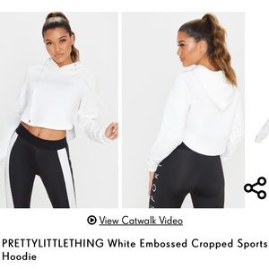PrettyLittleThing White Embossed Sports Hoodie